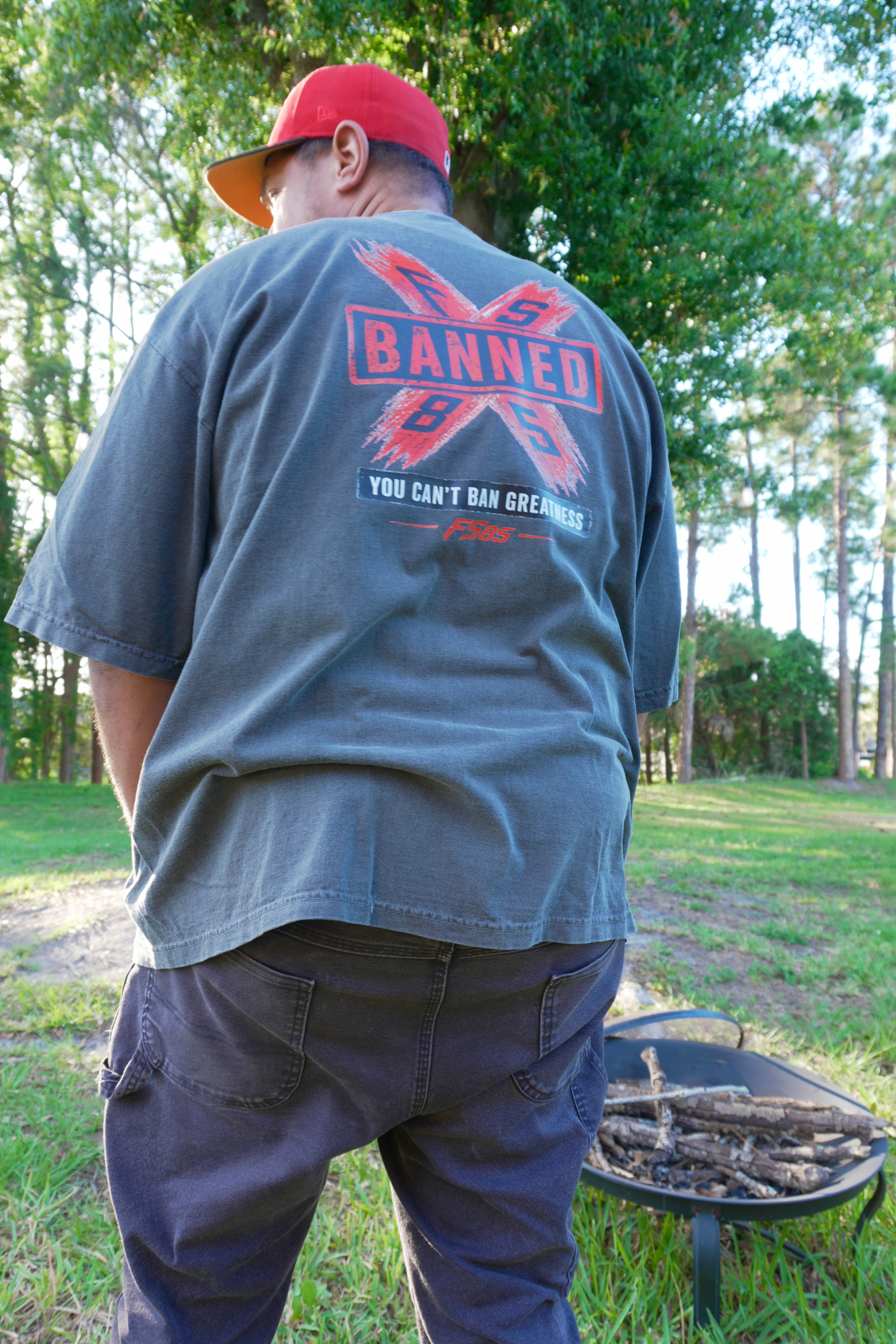 You Can't BAN Greatness Heavy Tee OS Wash Grey Drop Shoulder Tee
